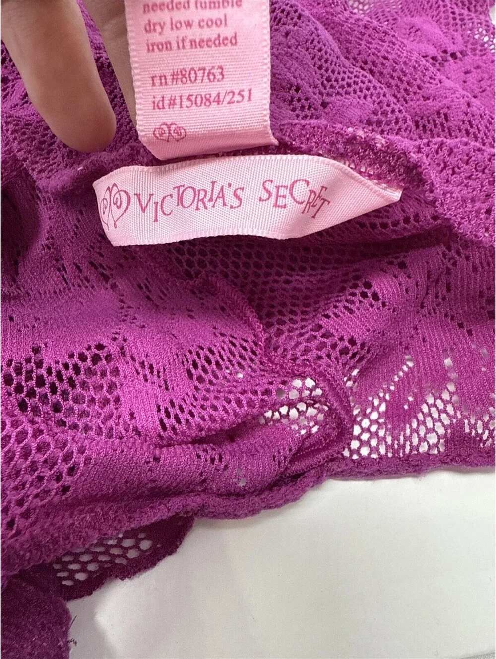 Victoria’s Secret Mesh Magenta Fishnet Floral Lace Halter Lingerie Babydoll Sz S